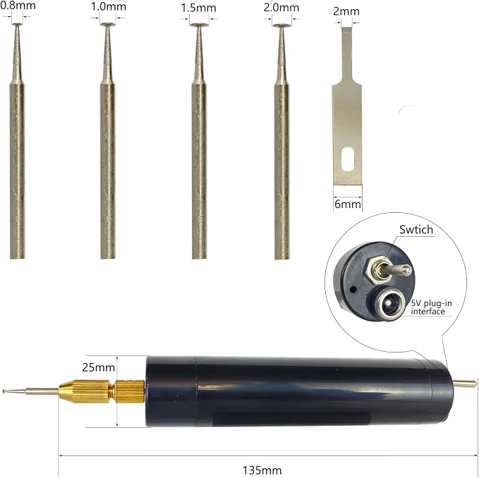Damaged Screw Removal for Cell Phone, Broken Screw Extractor Kit for iphone, iphone Repair Tool, Electric Screw Cutter for Small Screw,4 size Heads, USB 5V Power Supply, Screw Extractor for Laptop/Pad