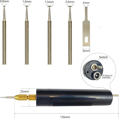 Damaged Screw Removal for Cell Phone, Broken Screw Extractor Kit for iphone, iphone Repair Tool, Electric Screw Cutter for Small Screw,4 size Heads, USB 5V Power Supply, Screw Extractor for Laptop/Pad