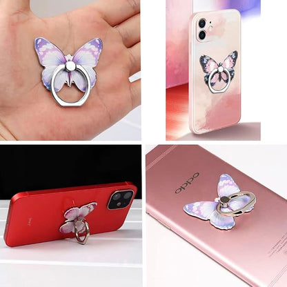 Kinizuxi Cell Phone Ring Holder Stand, Cute Butterfly Phone Ring Grip Holder 360° Rotation Finger Kickstand Compatible with All Smartphones Tablet(1Pack Purple)