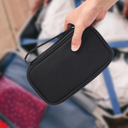 CAAORDKSO Electronic Organizer Case, Travel Cable Organizer Pouch Electronic Accessories Carry Case Water Resistant Organizer Pouch Bag for Cable, Cord, Charger, Phone, Power Bank, Earphone (Black)