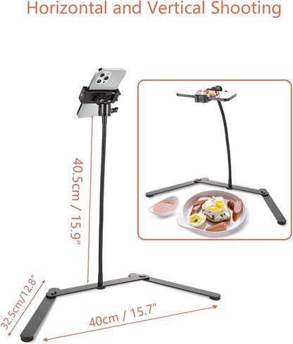 Adjustable Phone Tripod, Overhead Phone Mount, Tabletop Tripod for Cookie Decorating and Teaching Online Live Streaming and Showing Drawing Sketching Cooking