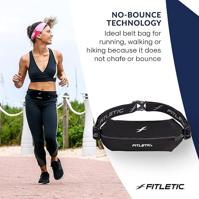 Fitletic Active Lifestyle Fanny Pack & Mini Sports Running Belt For Men & Women – Lightweight, Low Profile- Ultra-Soft Expandable Lycra Pouch - Fits All Phones – Inner Pocket