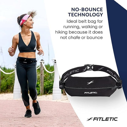 Fitletic Active Lifestyle Fanny Pack & Mini Sports Running Belt For Men & Women – Lightweight, Low Profile- Ultra-Soft Expandable Lycra Pouch - Fits All Phones – Inner Pocket