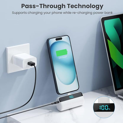 [2-Pack]Mini Portable Charger for iPhone 17/16/15,Upgraded 5500mAh PD Fast Charging USB C Power Bank,Travel Essentials Battery Pack for iPhone 17/17 Pro Max /Air/16 Plus/16/15 Series Galaxy Android
