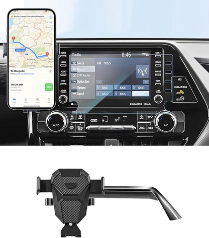 Car Phone Holder for Toyota Highlander Accessories 2020 2021 2022 2023 2024 2025 Mount Cell Phone Holder Fit for Most Smartphones(2020-2025 8 inch Screen Only)