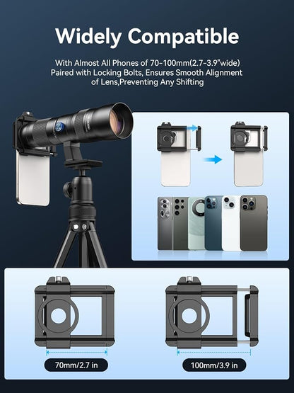 MIAO LAB 20-60X Zoom Telephoto Lens for Smartphones | High-Power Phone Lens Kit with Tripod & Universal Clip | Compatible with iPhone 17/16/15/14/13 Series, Samsung & Android Devices