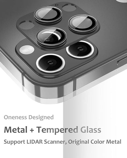 [2 Pack] Tamoria Compatible for iPhone 13 Pro / 13 Pro Max Camera Lens Protector Metal Plus Tempered Glass Camera Cover Support LIDAR Scanner, Anti-Explosion for iPhone 13 Pro Max /13 Pro Black