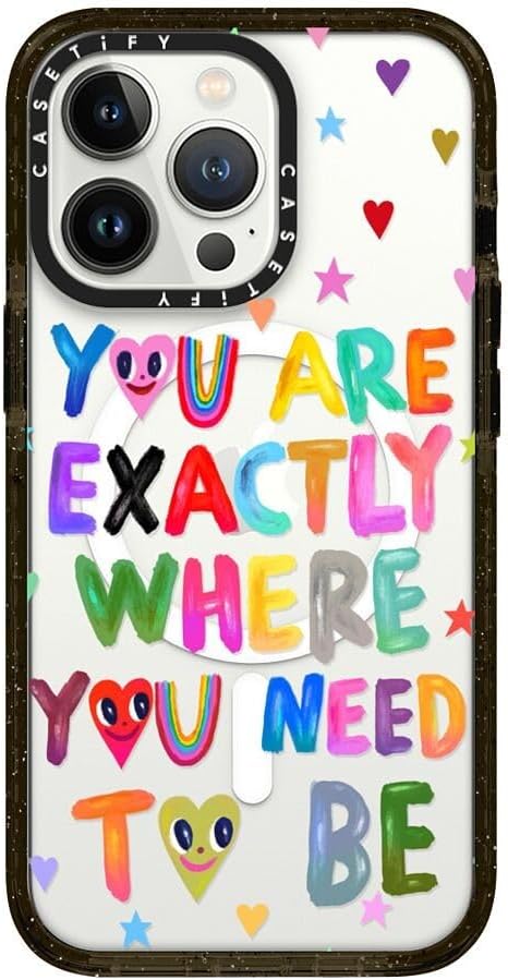 CASETiFY Impact iPhone 13 Pro Case [4X Military Grade Drop Tested / 8.2ft Drop Protection/Compatible with Magsafe] - You are Exactly Where You Need to be - Clear Black