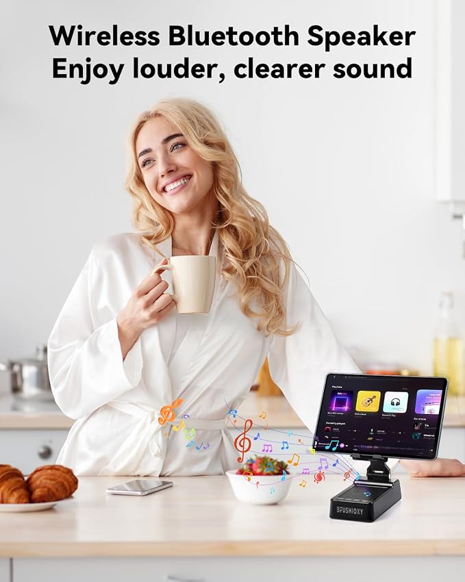 Father's Day Gifts for Dad, Birthday Gifts for Men Women, 4 in 1 Cell Phone Stand with Bluetooth Speaker, Hands-free Calling & AUX Mode（1 Pack)