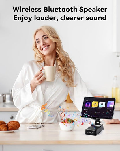 Father's Day Gifts for Dad, Birthday Gifts for Men Women, 4 in 1 Cell Phone Stand with Bluetooth Speaker, Hands-free Calling & AUX Mode（1 Pack)