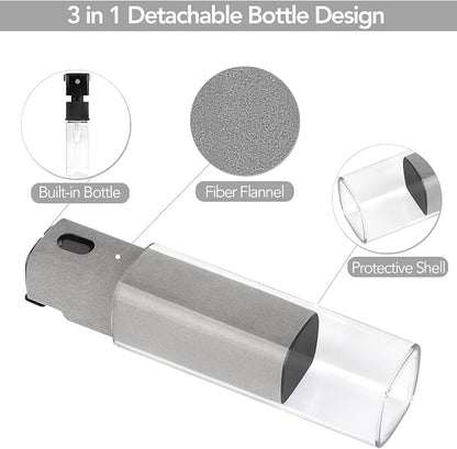 Fingerprint Proof Screen Cleaner,3 in 1Touchscreen Mist Cleaner Spray Wipe Cleaner,Safe for All Phones, Computer, Laptop, Tablet and Car Screen (Grey Black)