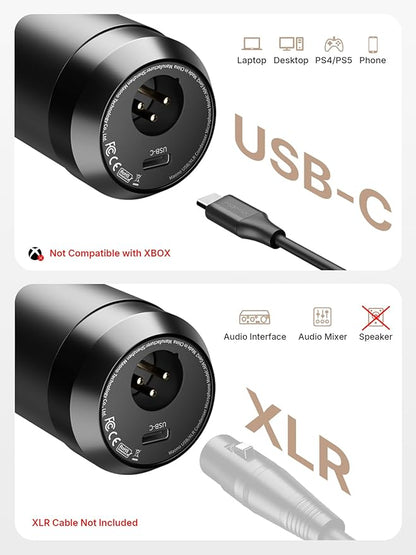 MAONO XLR/USB Condenser Microphone: 192kHz/24Bit Plug & Play PC Computer Podcast Cardioid Metal Mic Kit with Software, Professional Sound Chipset for Recording, Studio, Singing, YouTube A04 Gen2