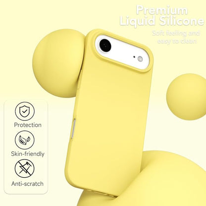 for iPhone 17 Air Case Silicone Compatible with Magsafe Case, Ultra Slim Thin Magnetic Phone Cases Mag Safe, Cute Soft Rubber Gel TPU Matte Plain Wireless Charging Cover for Women, Yellow