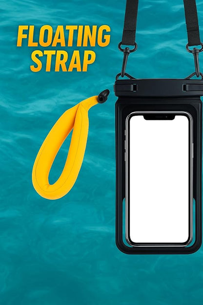 Waterproof Phone Pouch with Floating Strap – Universal Case for iPhone & Samsung – Fits up to 7” Phones – Clear PVC – 2 Pocket Design – Beach, Swim, Kayak Use