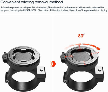 Bike Handlebar Phone Mount with 4-Point Buckle – Universal Clamp for Scooter, E-Bike, MTB | 3M Adhesive Adapter | CNC Aluminum Holder