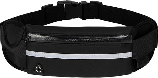 Running Belts for Women and Men,Waterproof Fanny Pack,Flip Belt Running Belt with Water Bottle,Running Phone Holder (Black)