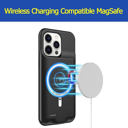 Battery Case for iPhone 14 Pro Max, Enhanced 10800mAh Portable Protective Wireless Charging Case Supporting CarPlay, Compatible with iPhone 14 Pro Max (6.7 inch) Rechargeable Battery Charger (Black)