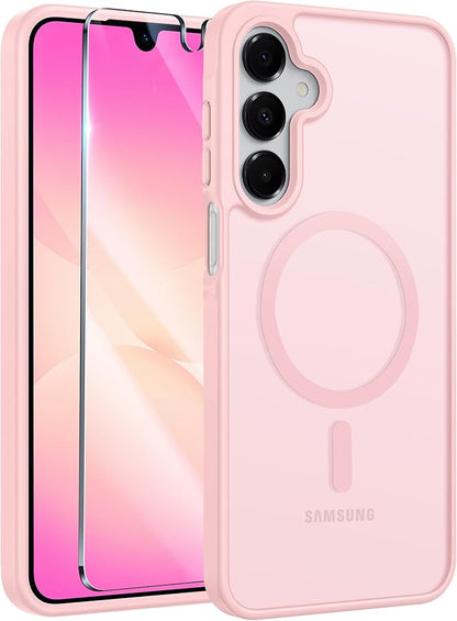 FNTCASE for Galaxy A26 5G Phone Case: Magnetic Matte Translucent Military Grade Drop Protection Cell Phone Cover - Slim Rugged Durable Shockproof Protective for Samsung A26 Cases - Light Pink