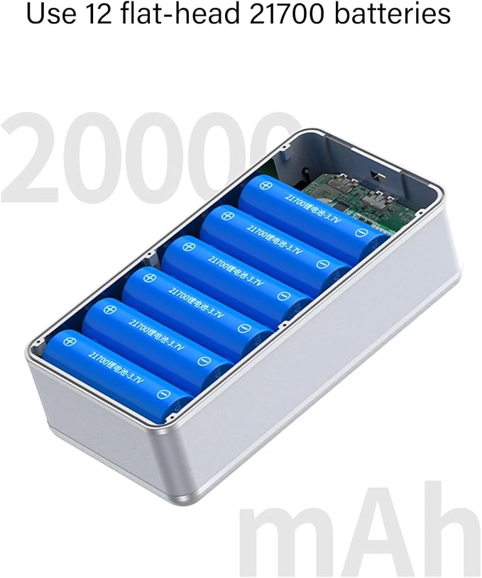 ordinarYone 12Slots 21700 Battery Box High Capacity Battery Charging Case for Camping Hiking Easy Assembly Not need Soldering