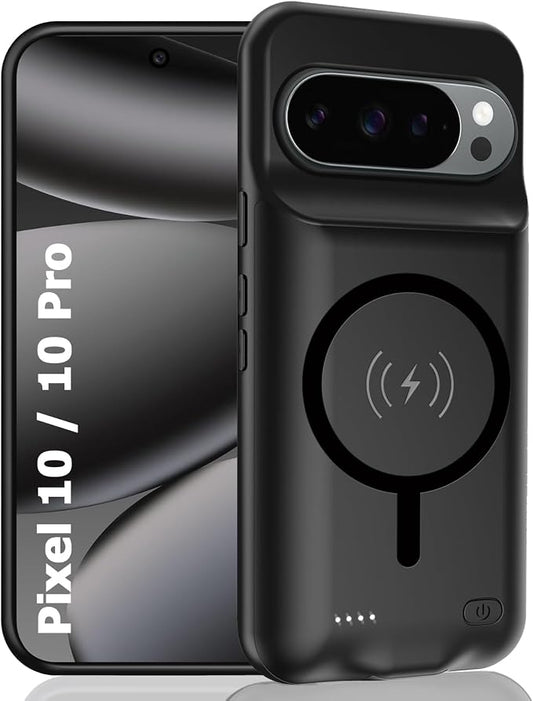 Battery Case for Pixel 10/10 Pro,10000mAh Portable Protective Smart Wireless Charging Case Support Carplay Compatible with Pixel 10/10 Pro(6.3 inches)Rechargeable Extended Battery Charger Cover(Black)