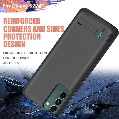 [2025 Version Battery Case for Samsung Galaxy S22, 4800mAh Rechargeable Extended Battery Charging/Charger Case, Add 100% Extra Juice (6.1 Inches) Black