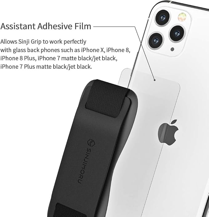 Sinjimoru Phone Grip with Silicone Band – Comfortable One-Hand Holder & Kickstand for Smartphones, Tablets, and eReaders for iPhone, Android, and Kindle Sinji Grip Silicone Olive Grey
