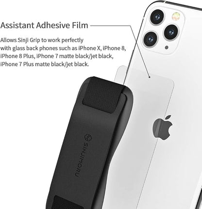 Sinjimoru Phone Grip with Silicone Band – Comfortable One-Hand Holder & Kickstand for Smartphones, Tablets, and eReaders for iPhone, Android, and Kindle Sinji Grip Silicone Olive Grey