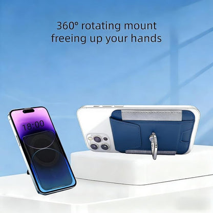 for Magsafe Wallet, Slim Magnetic Card Wallet with Grip, 7 Cards Holder RFID Blocking, Ring Stand Stick on Wallet with Privacy Flap (Deep Blue)