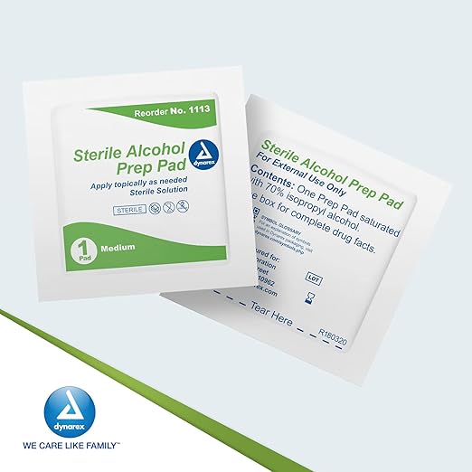 Dynarex Alcohol Prep Pads - 200/Box - Medium