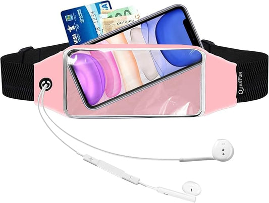 Running Belt for Women Men, Fanny Pack, Belt Bag, Money Belt, Waterproof Workout Waist Pouch Phone Holder with Touchscreen, Gym Running Gift Gear Accessories fits Phones UP to 6.5", Pink