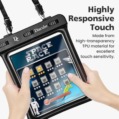 [6.5"x5.9"] Waterproof Phone Pouch for Wide-Screen Foldable Phone - Samsung Galaxy Z Fold/Google Pixel Fold/Huawei Folding, IPX8 Floating Waterproof Phone Case, Must-Have Beach Essentials Black