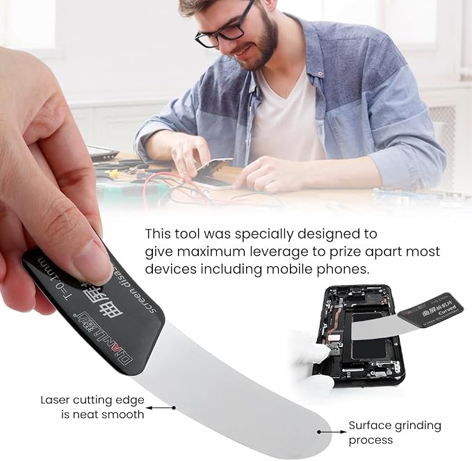 5Pcs Disassembler Pry Tools, Ultra-Thin Separate Screen Curved Spudger, Stainless Steel Mobile Phone Screen Pry Blade, Repair Opening Tool for Smartphone Curved-Screen LCD Casing(5pcs)