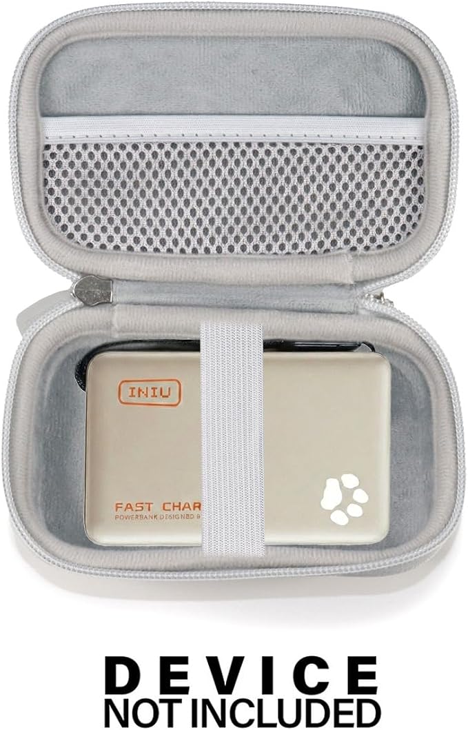 CaseSack Case for INIU P41 10000mAh 45W PD Portable Charger – Hard EVA Travel Carrying Case for INIU Power Bank & Cables, Shockproof Storage Bag (Silver)