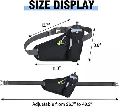 HOTEMIA Fanny Pack with Water Bottle Holder, Hydration Running Belt for Men Women Adjustable Strap Waist Bag Suitable for Hiking Running Walking Jogging Camping(Bottle Not Included) (Black)