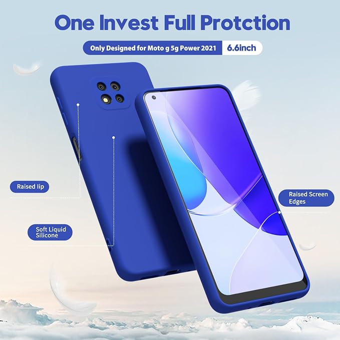 oakxco for Motorola Moto G Power 2021 Phone Case Liquid Silicone, Thin Slim Soft Rubber Gel TPU Plain Simple Cover for Women Girl Cute, Matte Solid Color, Royal Blue