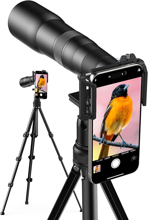MIAO LAB 50X HD Ultra Telephoto Lens for iPhone and Most Smartphone, with Tripod & Universal Phone Clip, Suitable for Indoor and Outdoor Shooting and Watch Concert, Moon Viewing