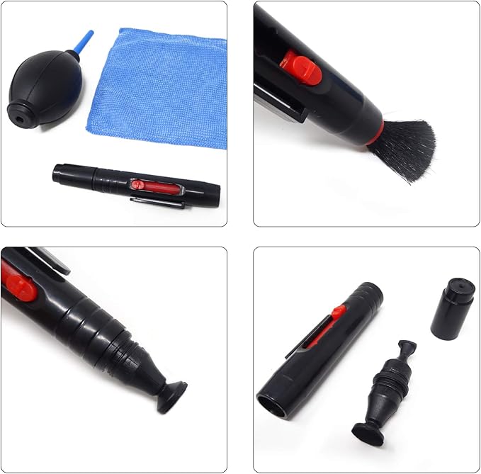 Honbay 3-in-1 Camera Cleaning Kit: Air Blower, Cloth, Pen - Black Silicone for Optics