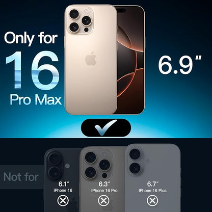 JETech 5 in 1 Matte Case for iPhone 16 Pro Max 6.9-Inch with 2-Pack Each Tempered Glass Screen Protector and Camera Lens Protector, Translucent Back Shockproof Phone Cover (Desert Titanium)