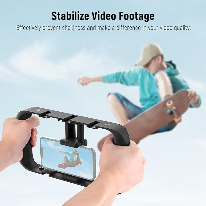 NEEWER Mobile Phone Video Rig, Mobile Phone Grip Stabiliser Cage with Cold Shoe and 1/4 Inch Thread, Video Recording Film Rig, Compatible with iPhone 16 15 Pro Max Plus 14 13 Mini X XS Max XR
