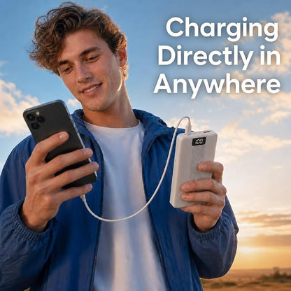 10000mAh Portable Charger with 4 Built-in Cables, 22.5W Fast Charging Power Bank, LED Display, Slim Travel Battery Pack for iPhone 17/16/15/14, Samsung Galaxy, iPad & More