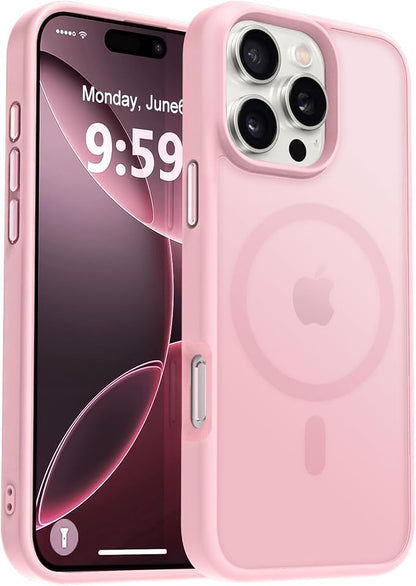 MOCCA Strong Magnetic for iPhone 16 Pro Max Phone Case, [Compatible with Magsafe][16FT Mil-Grade Drop Protection] Slim Thin Translucent Matte Protective Cover Case for iPhone 16 Pro Max Case, Pink