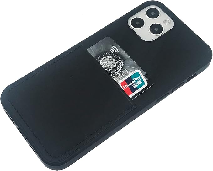 Ultra Slim Liquid Silicon Gel Case Compatible with iPhone 12,for iPhone 12 Pro 6.1 inch 2020 with Card Holder Sleeves Slot Anti-Scratch Shockproof Wallet Cover with Screen Protector (Black)
