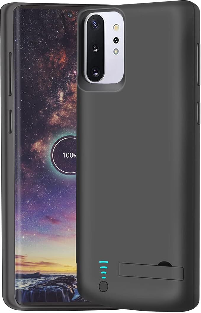 Battery Case for Samsung Galaxy Note 10+ Plus 5G, 6000mAh Rechargeable Extended Battery Charging Charger Case, Add 100% Extra Juice Black