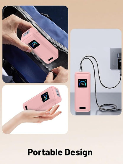 Silicone Protective Case Compatible with Anker Prime Power Bank 26,250mAh 300W, Shockproof Cover with LCD Display Visible, Anti-Lost Strap, Precision Cutouts for 3-Port Charger(Pink)