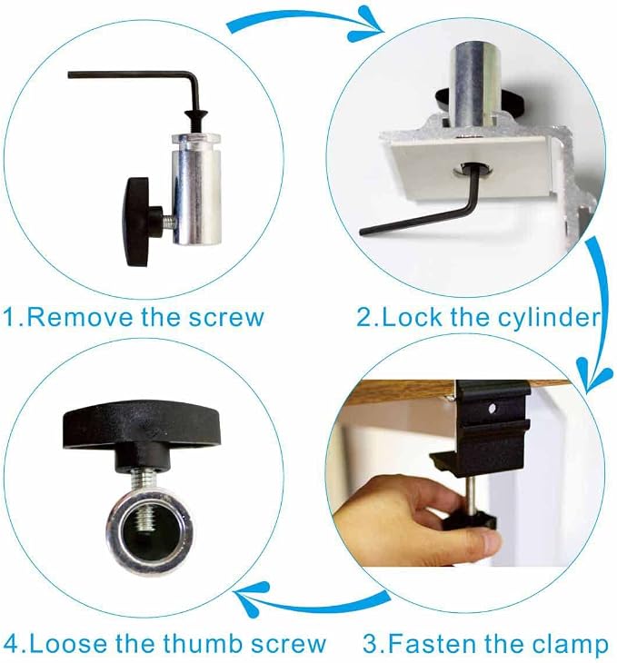 Replacement Heavy Duty C Clamp for 1/2” Base Magnifying Lamp,Desk Lamp,Swing Arm Lamp,Phone I pad Mount,Tablet Mic Holder,Table Mount Clamp for Microphone Stand Mic Boom Arm (G1 SIVLER)