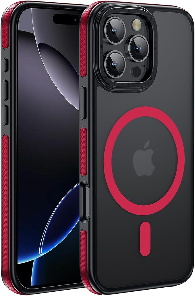 Strong Magnetic case for iPhone 16 Pro [10Ft Military-Grade Protection] Compatible with fit MagSafe Shockproof Slim Thin Cover 6.3 inch 16 Pro Phone case, Red Bumper
