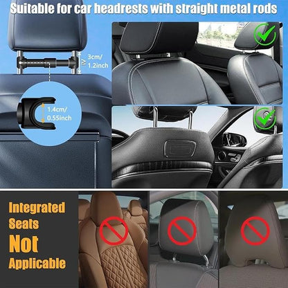 Car Headrest Phone Tablet Holder, 360° Rotating Extension Arm, Fits 4.7-11 Inch, Universal Travel Must-Have for Kids, Universal Smartphone Holder