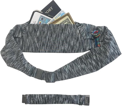 BANDI Plus Size Fanny Pack for Women - Travel-Ready Pocket Belt with Secure Hidden Money & Running Belt for Phone, Passport, Keys, & Medical Devices, Adjustable Fit, Comfortable (Strata Black/White)