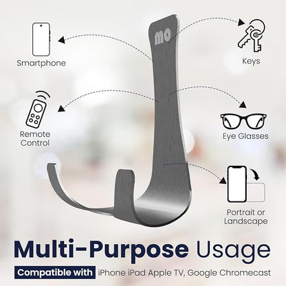 Wall Mount Bathroom Kitchen Cell Phone Holder, Mirror Cellphone Stand Adhesive Remote Control | Eye Glasses | Smartphone | Keys | Compatible with iPhone iPad Apple TV,Google Chromecast - 1 Pack