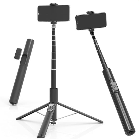 K&F CONCEPT Selfie Stick, Auto Open & Close Phone Tripod Stand, 360° Rotatable Selfie Stick with 9 Button Bluetooth Remote, Extendable Automatic Tripod for Cell Phone(Black)